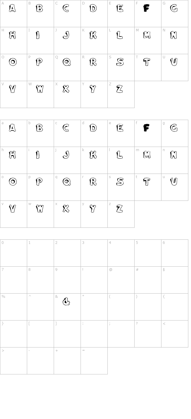 ELWOOD Regular character map