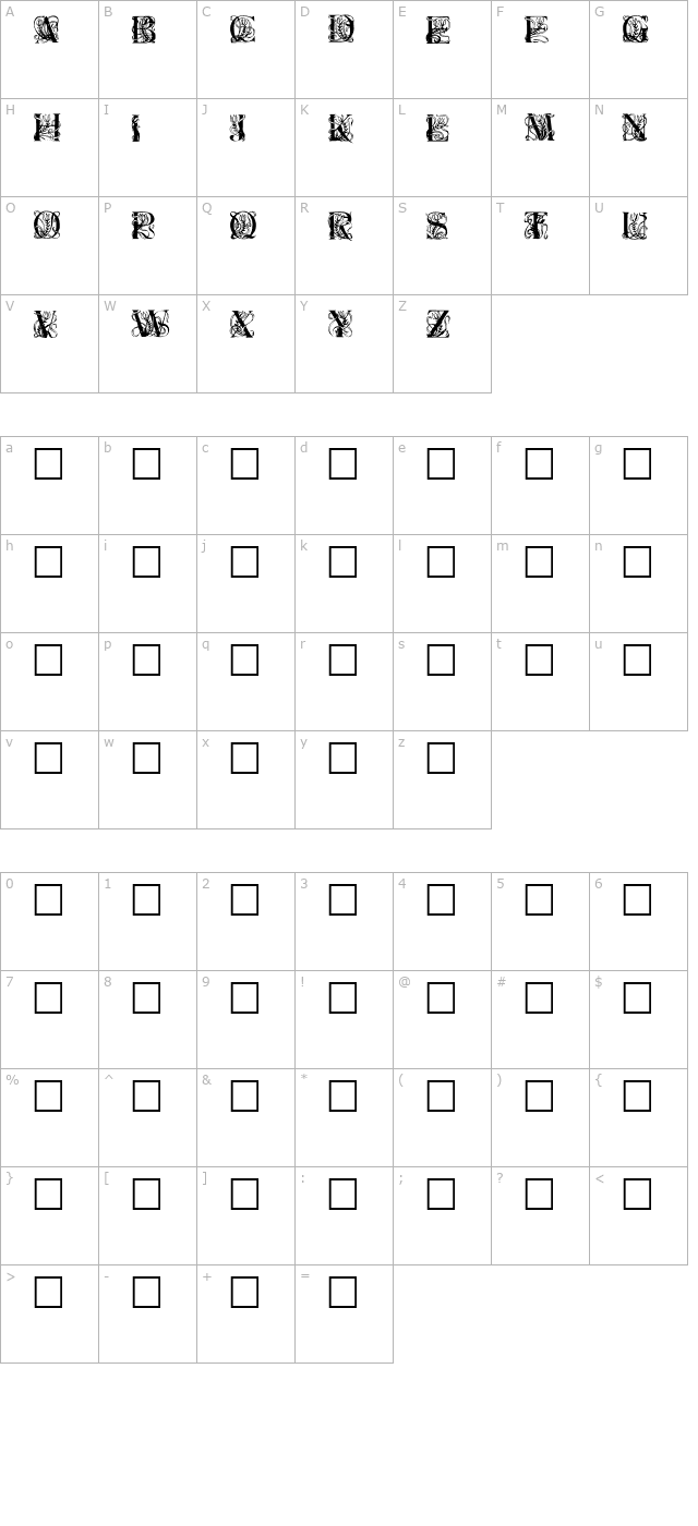 ElzevierCaps character map