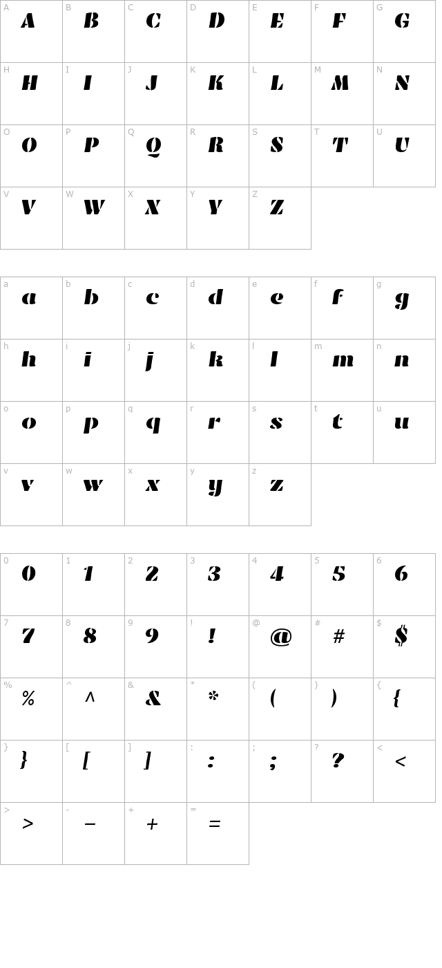 Emblema One character map