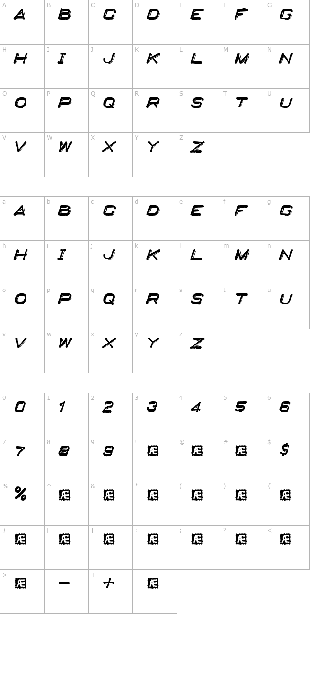 Embossing Tape 2 (BRK) character map