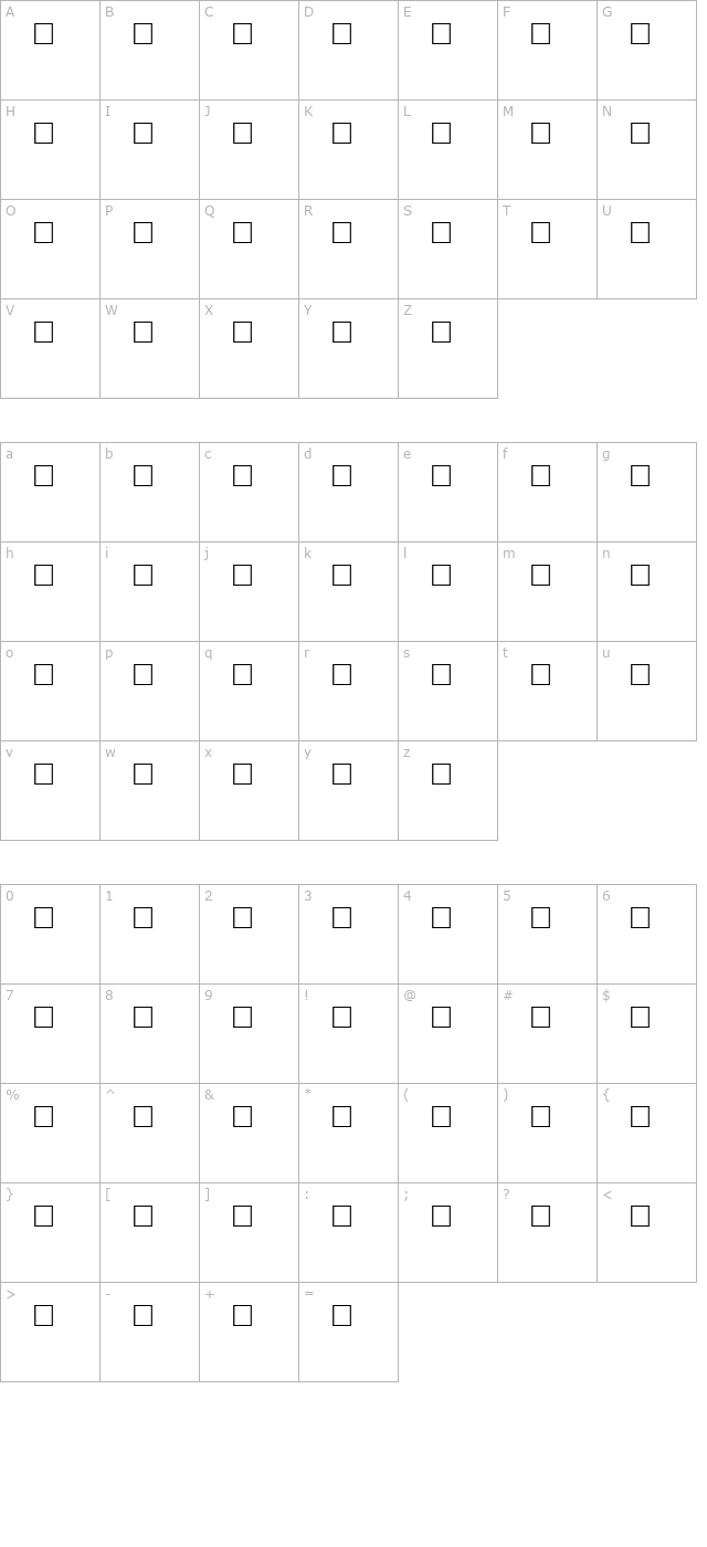 EMERSON Regular character map