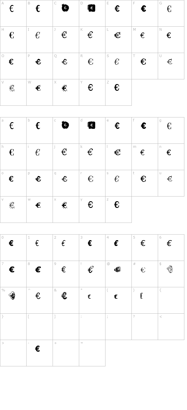 emigreeuro-regular character map