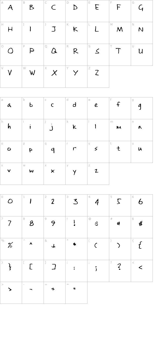 emilyshand-regular character map