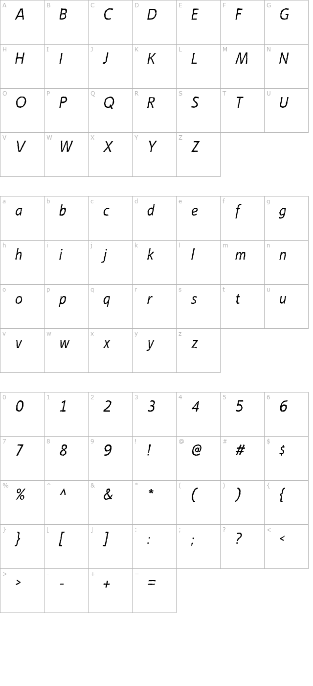 emory-italic character map