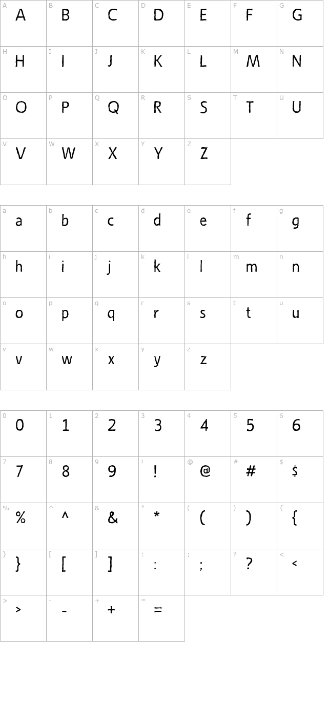 Emory-Regular character map