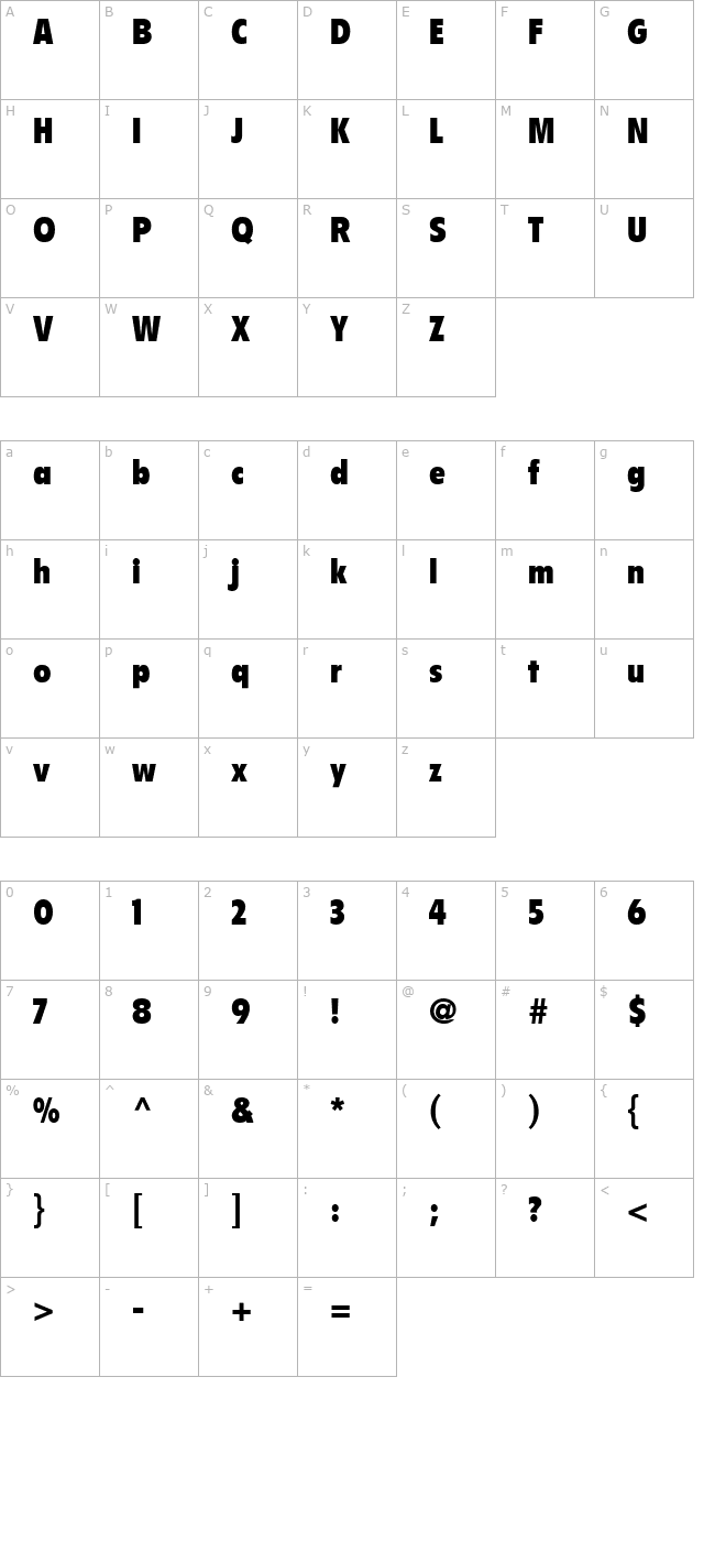 Emphasis Black Condensed SSi Bold Condensed character map