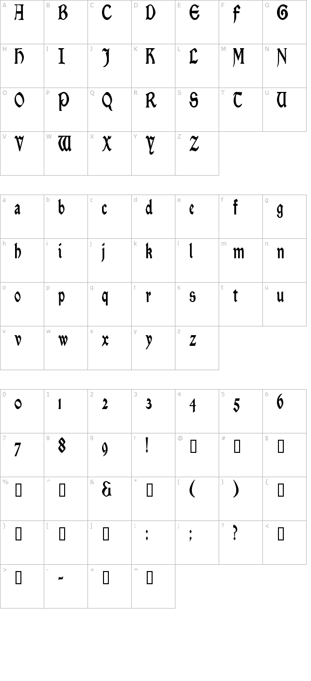 EnchantmentCondensed character map