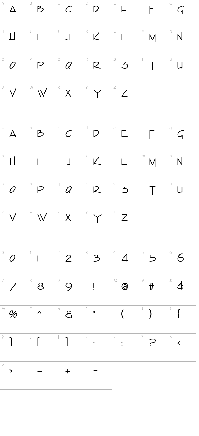 Encino Caps character map