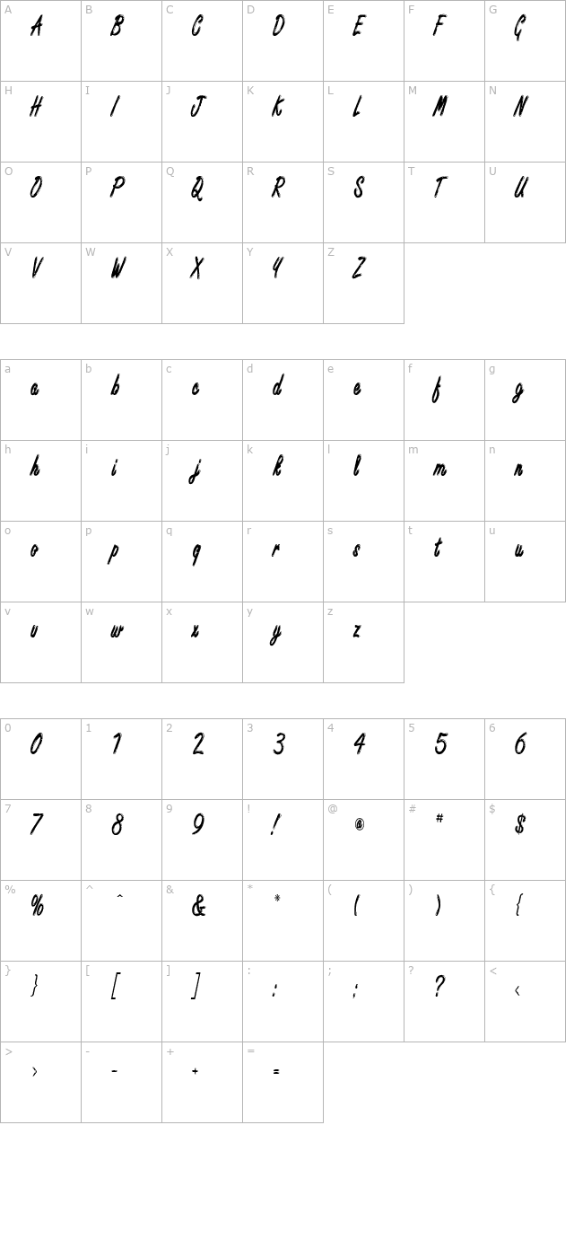 encino-condensed-normal character map