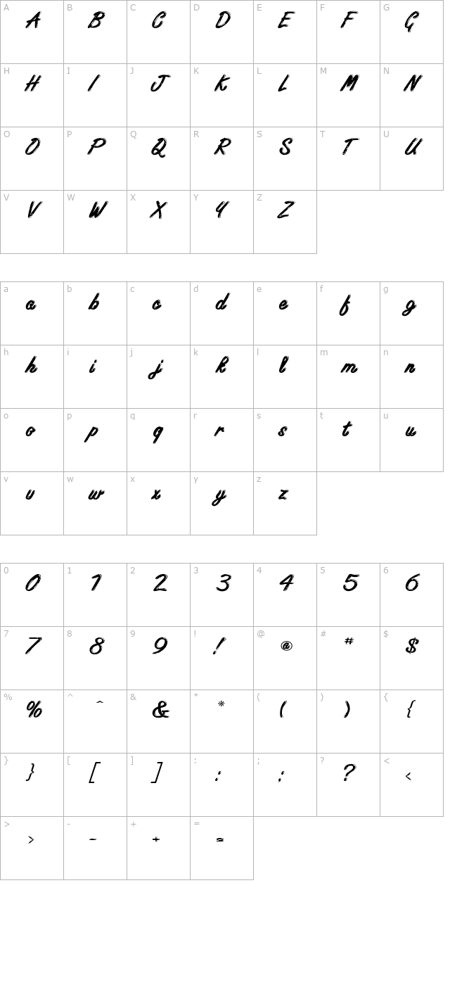 Encino Extended Normal character map