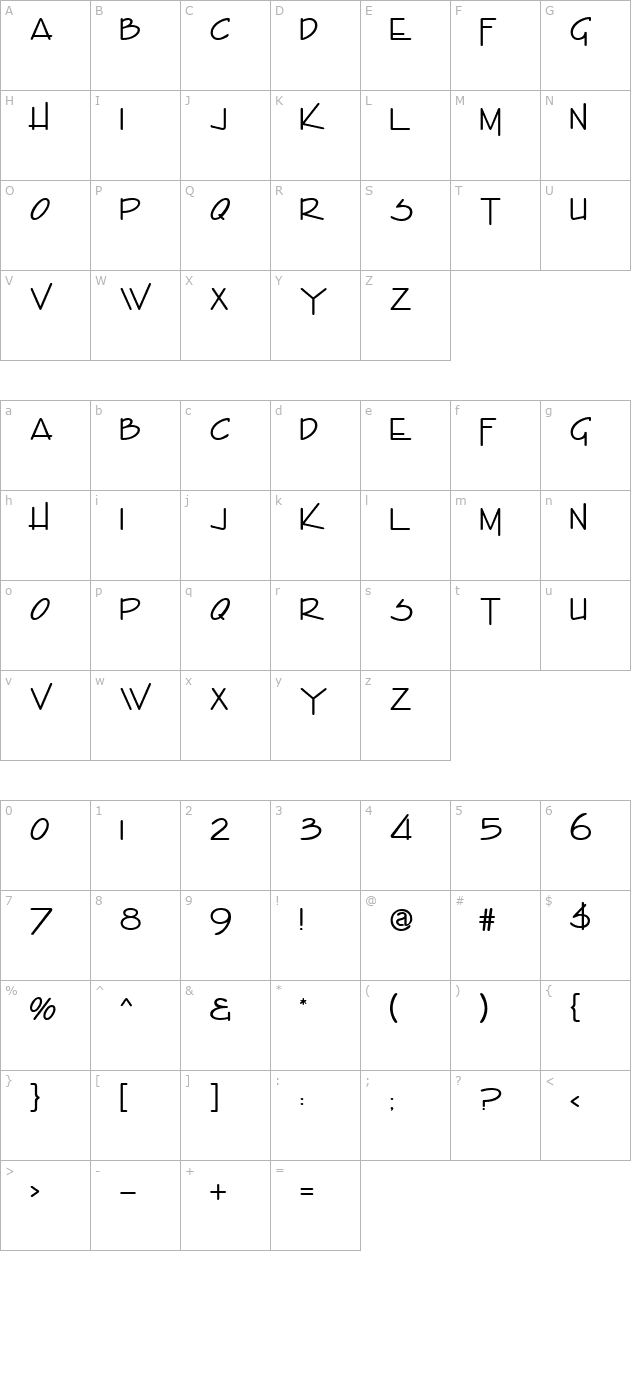 Encino Regular character map