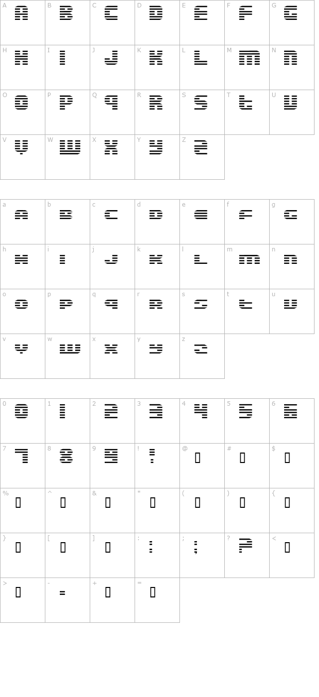 Enduro Dos character map