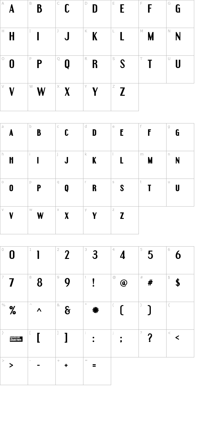 Engebrechtre Bold character map