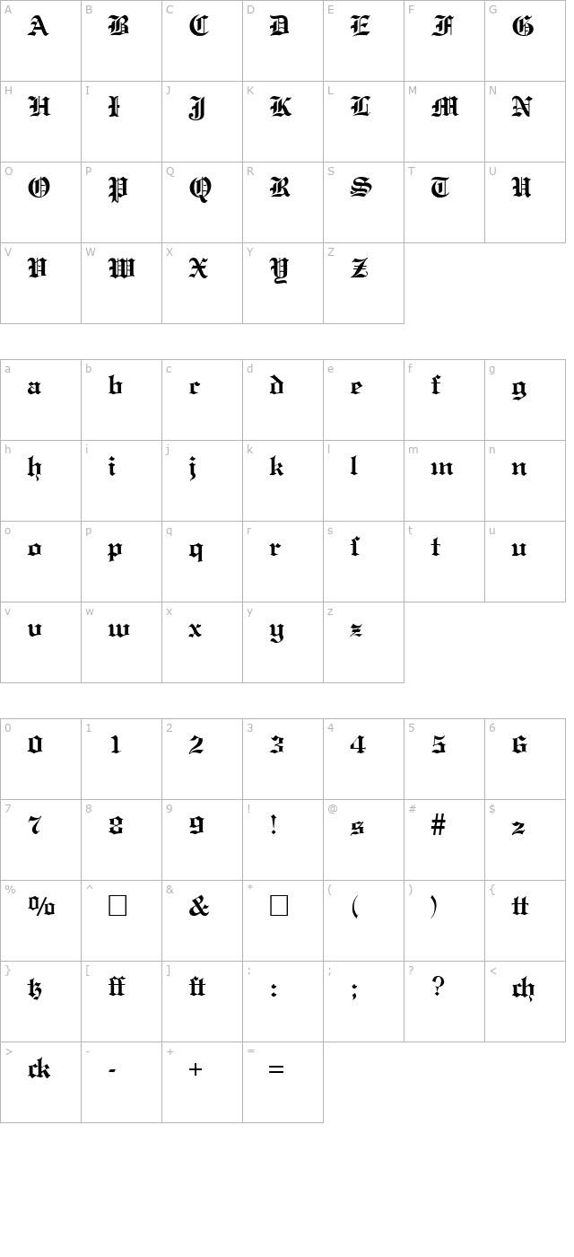 englishgravure-bold character map