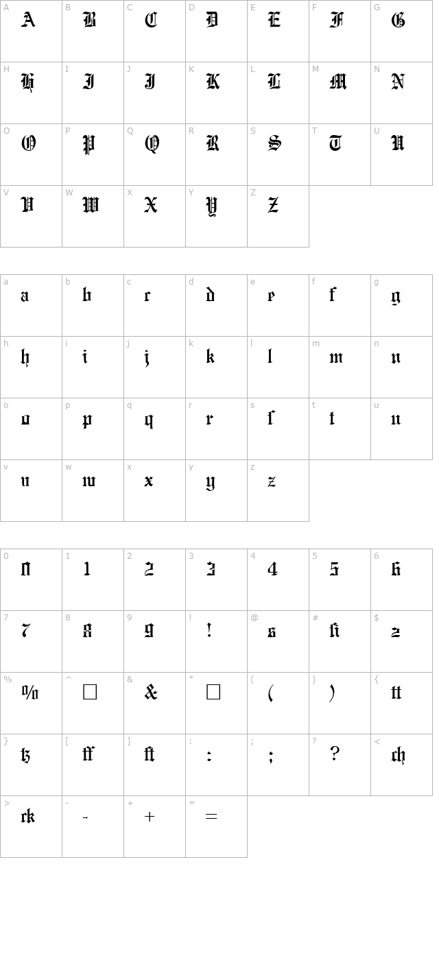 englishgravure-regular character map