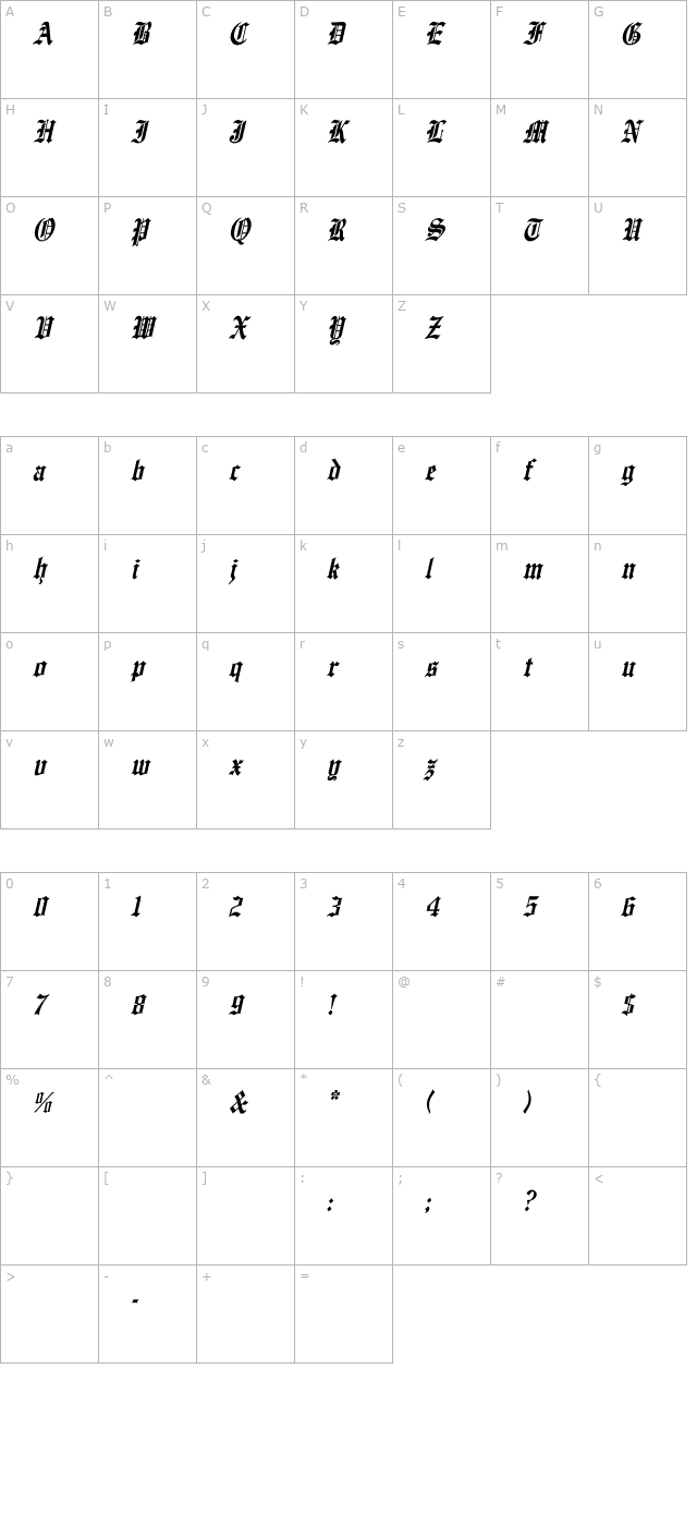 englishtowne-normal-th-italic character map