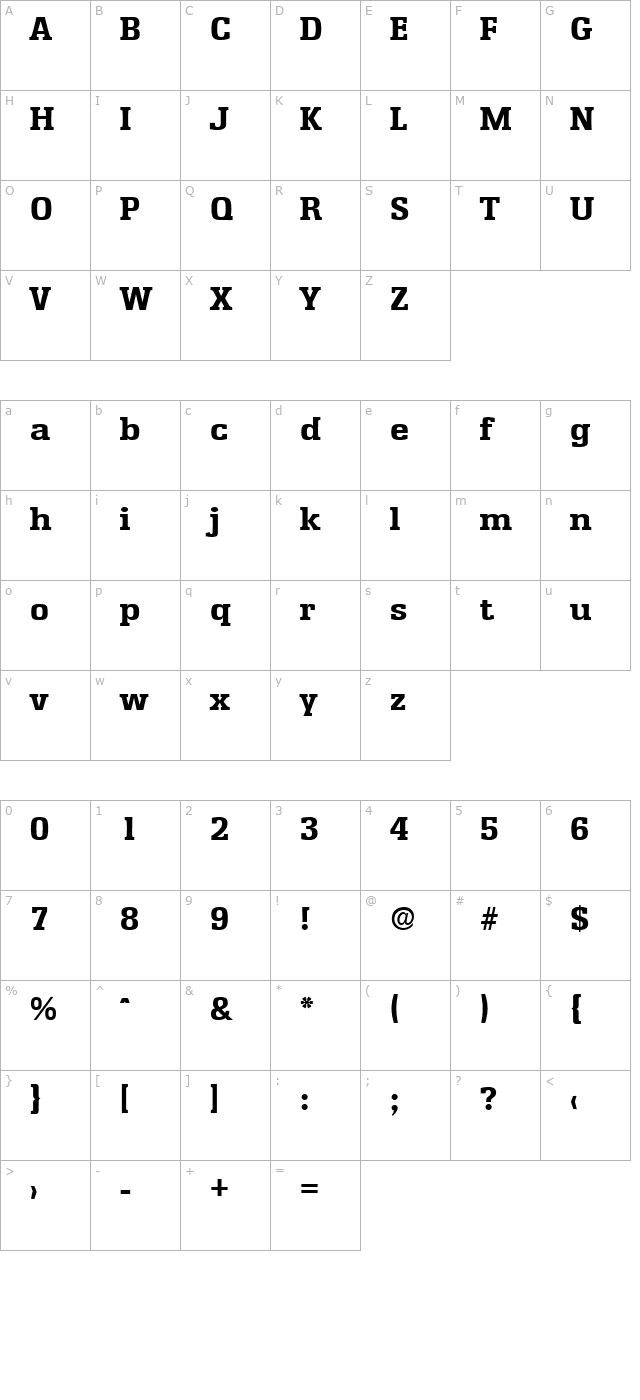 enschede-serial-extrabold-regular character map