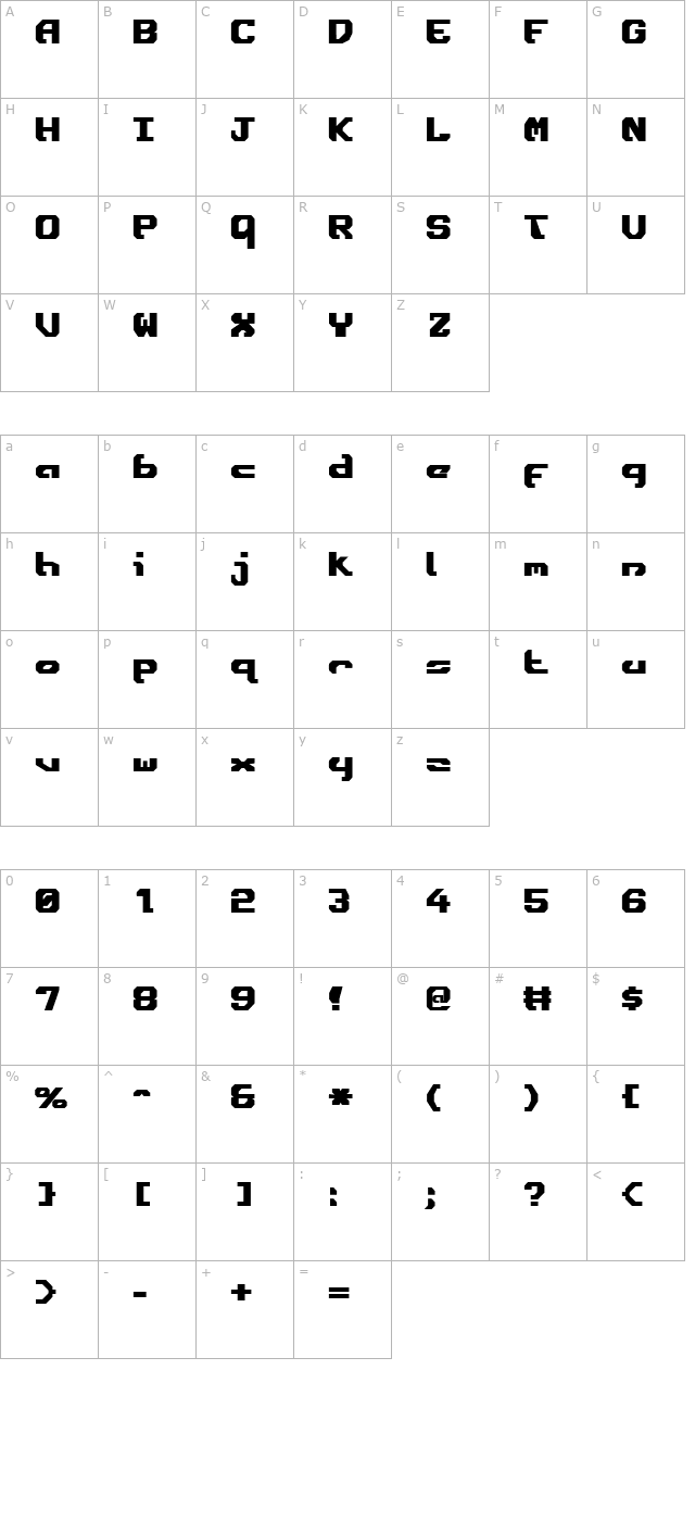 Ensign Flandry Bold character map