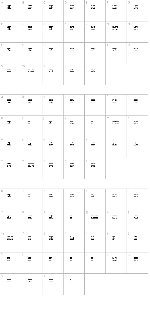 Entangled Layer B -BRK- character map