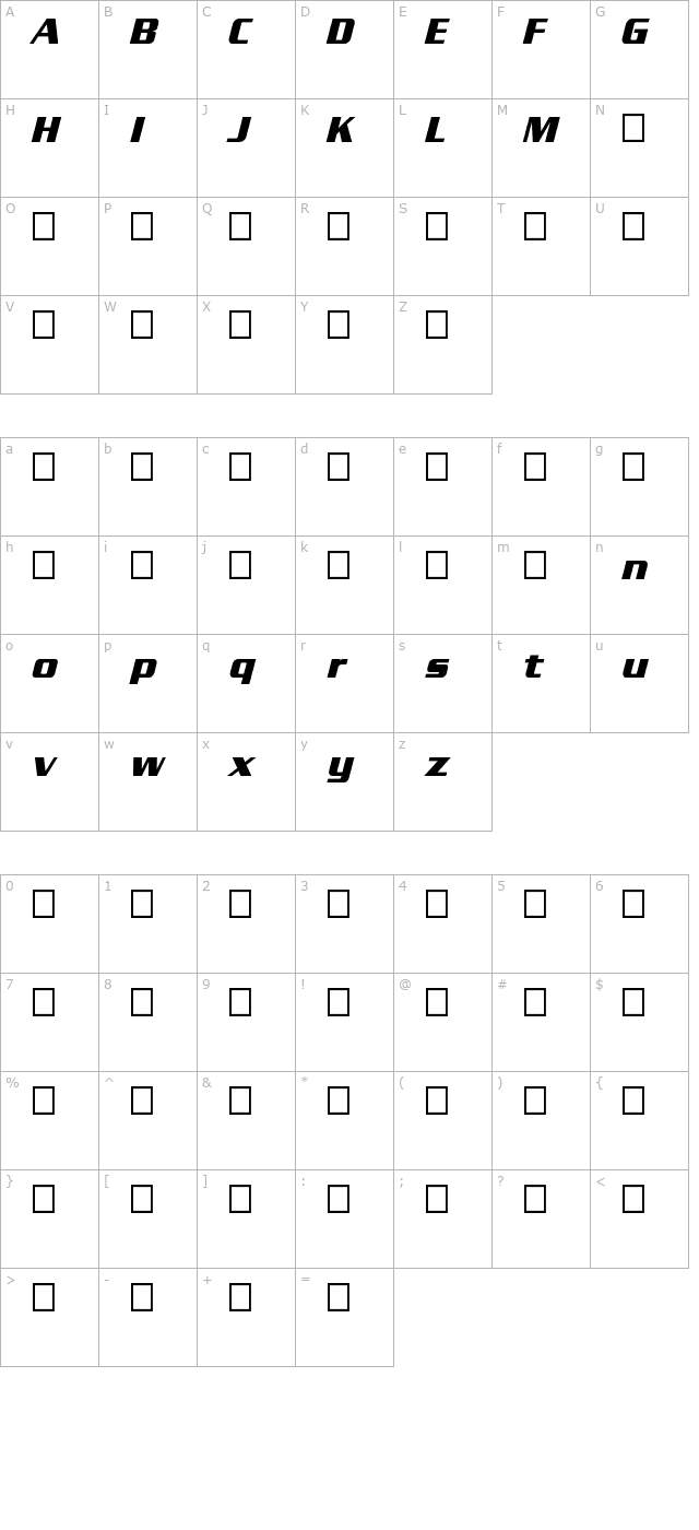 enter-sansman-trial-bold-italic character map