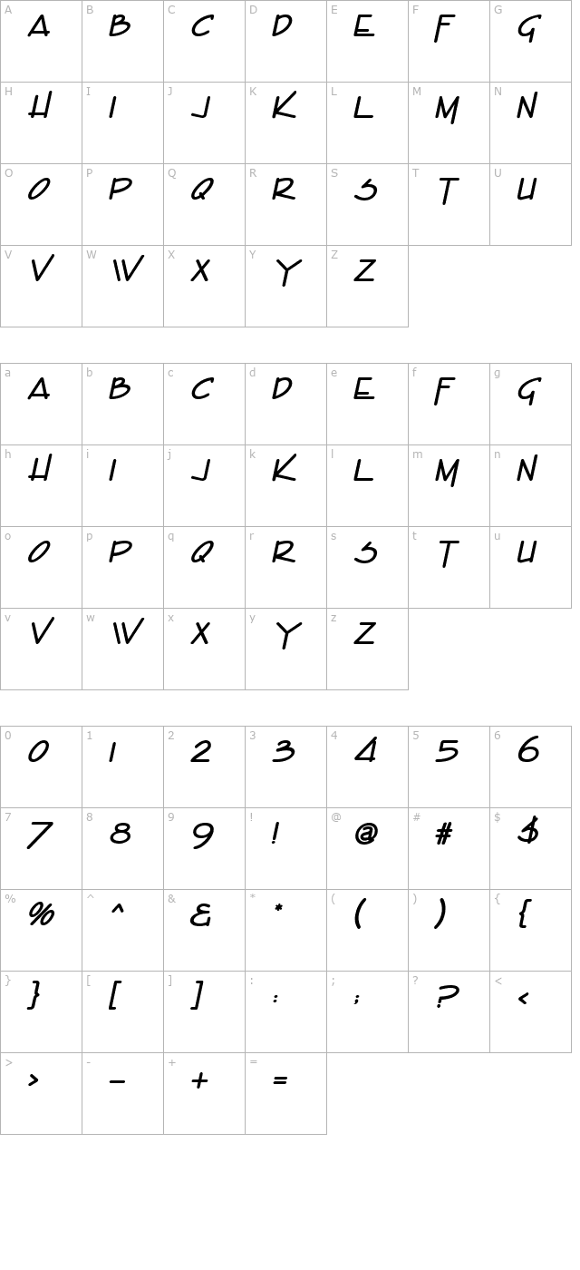 enview-bolditalic character map