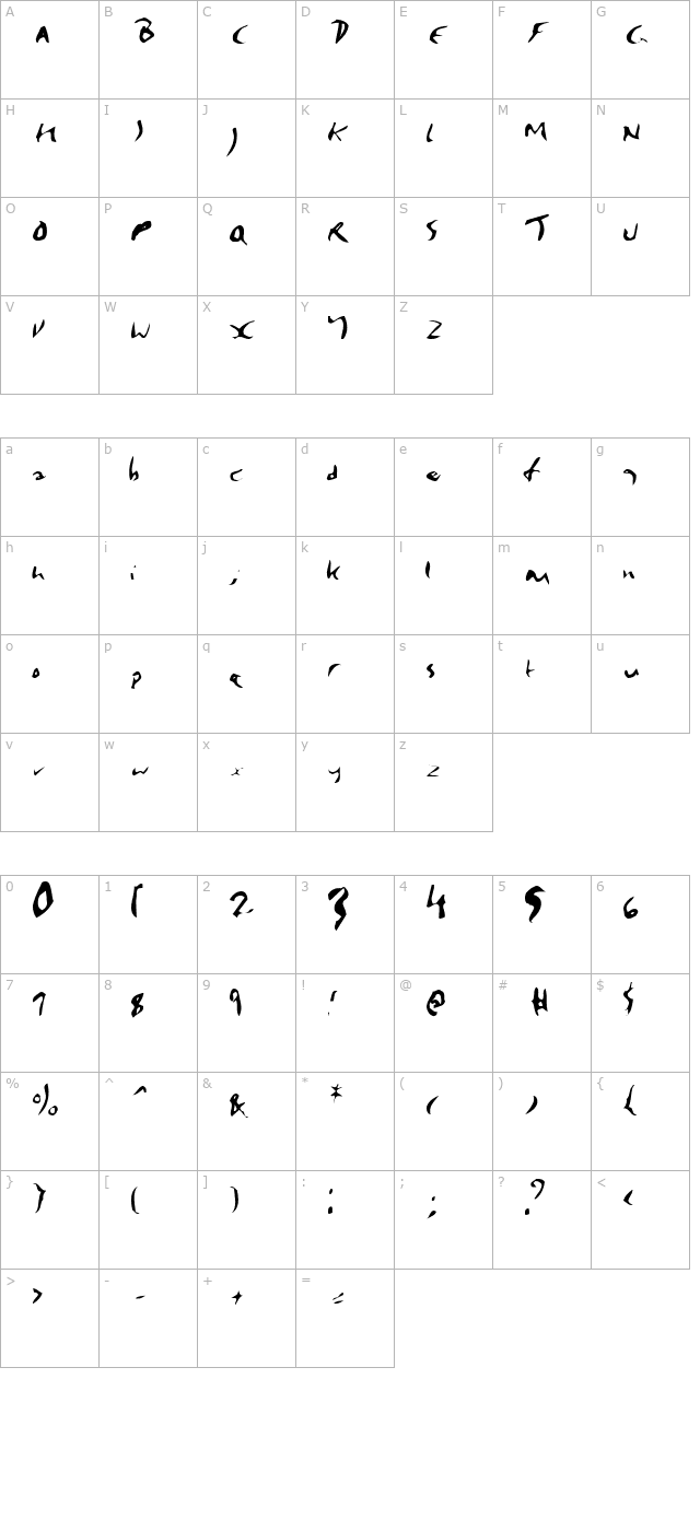 enya-regular character map