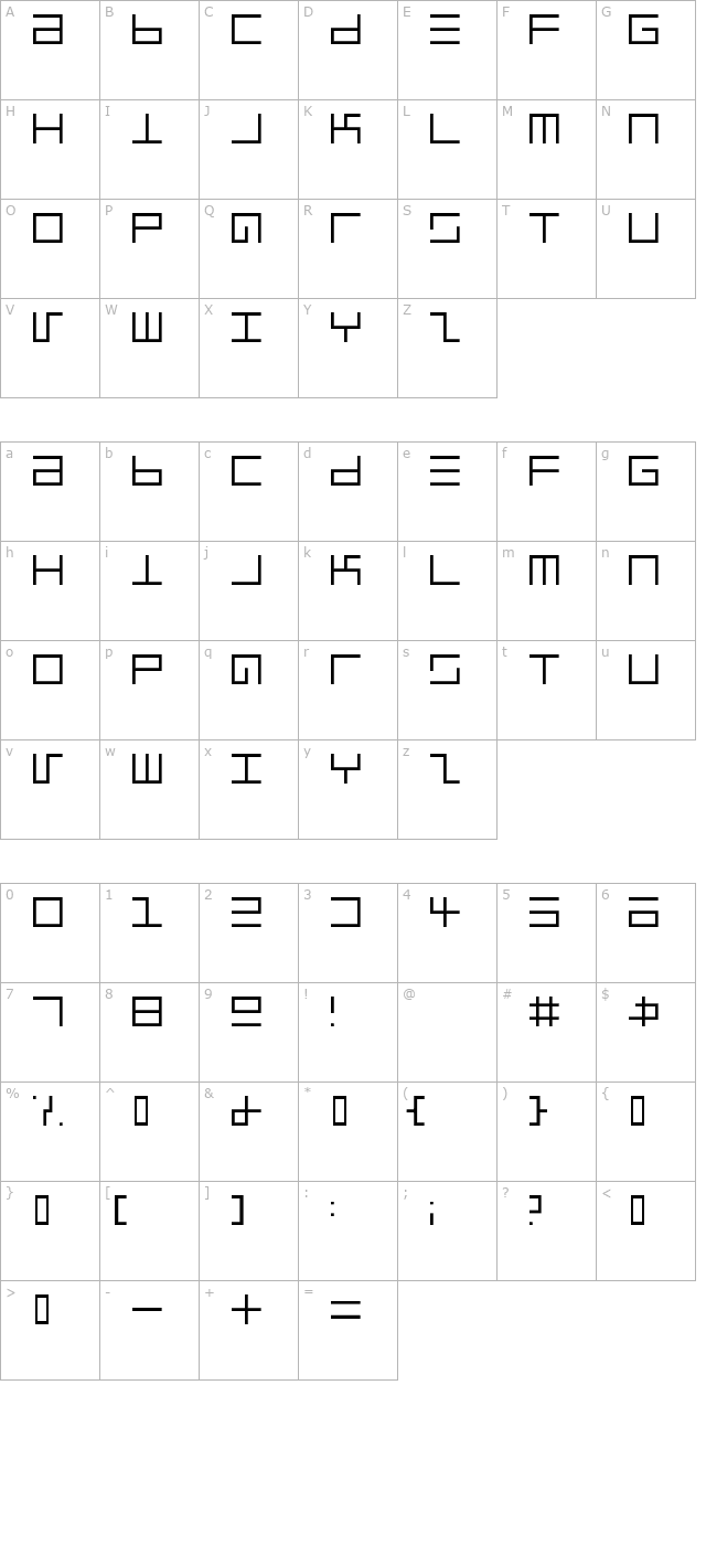 Epps Evans Light character map