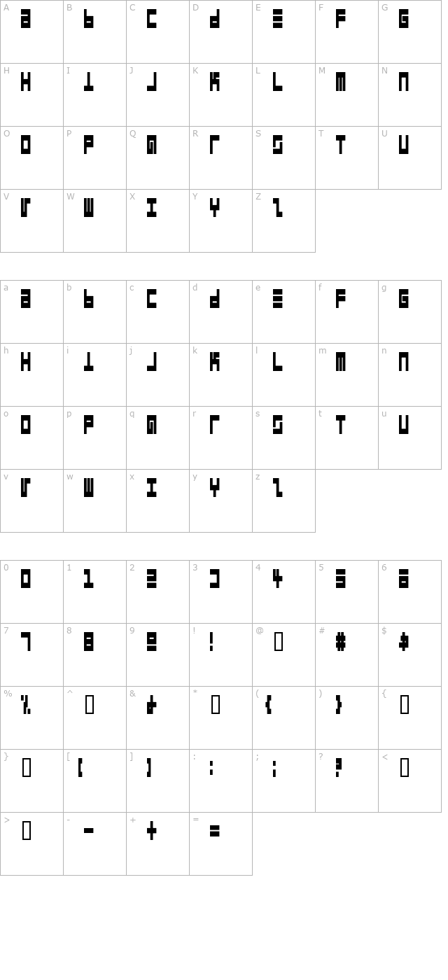 Epps Evans Narrow Black character map
