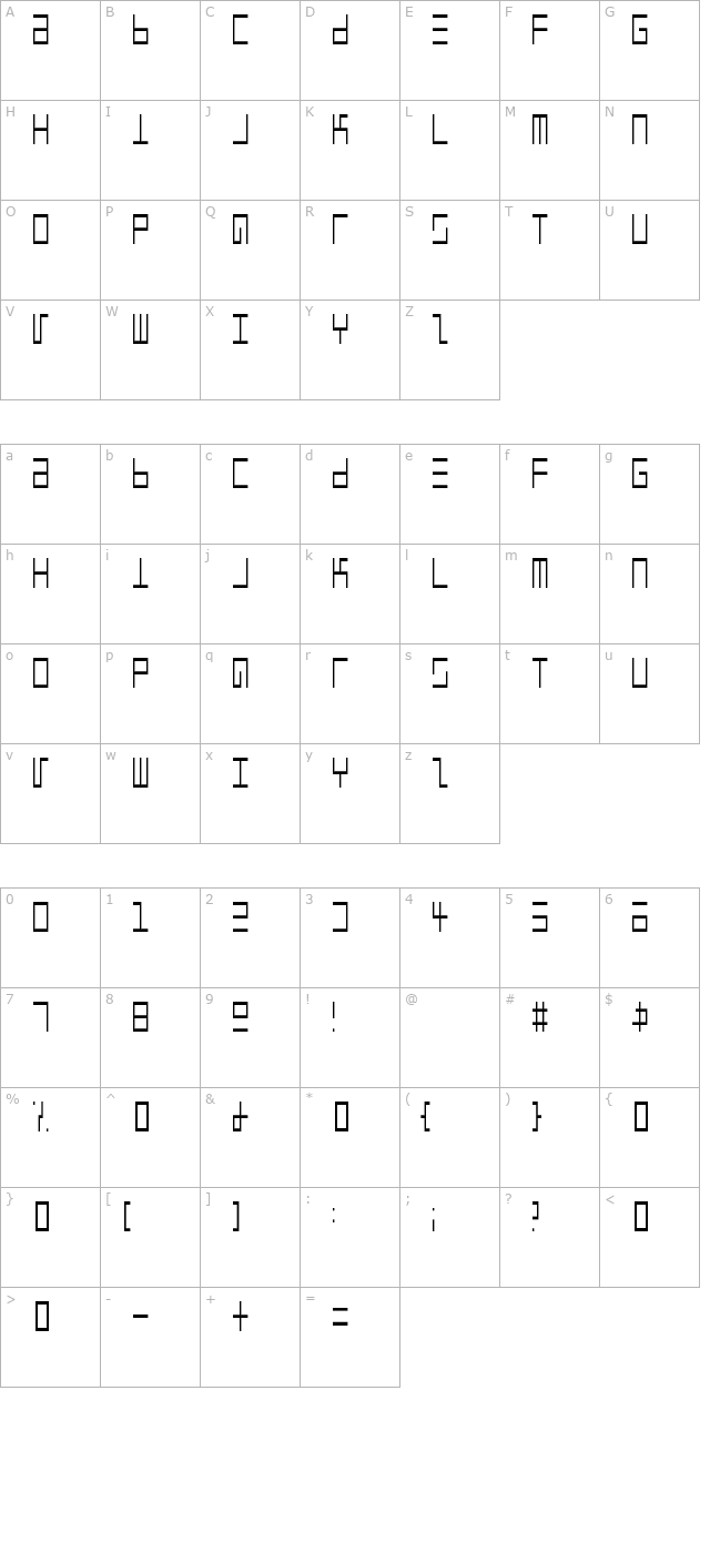 Epps Evans Narrow Light character map