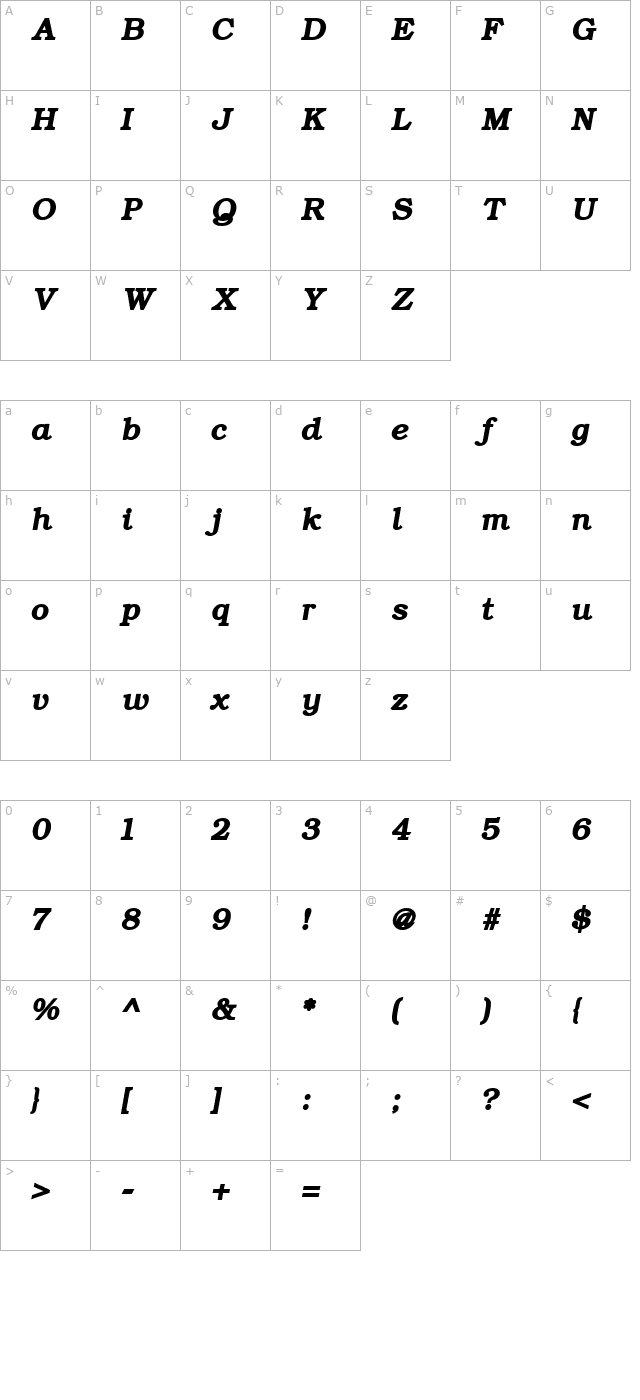 ER Bukinist 1251 Bold Italic character map