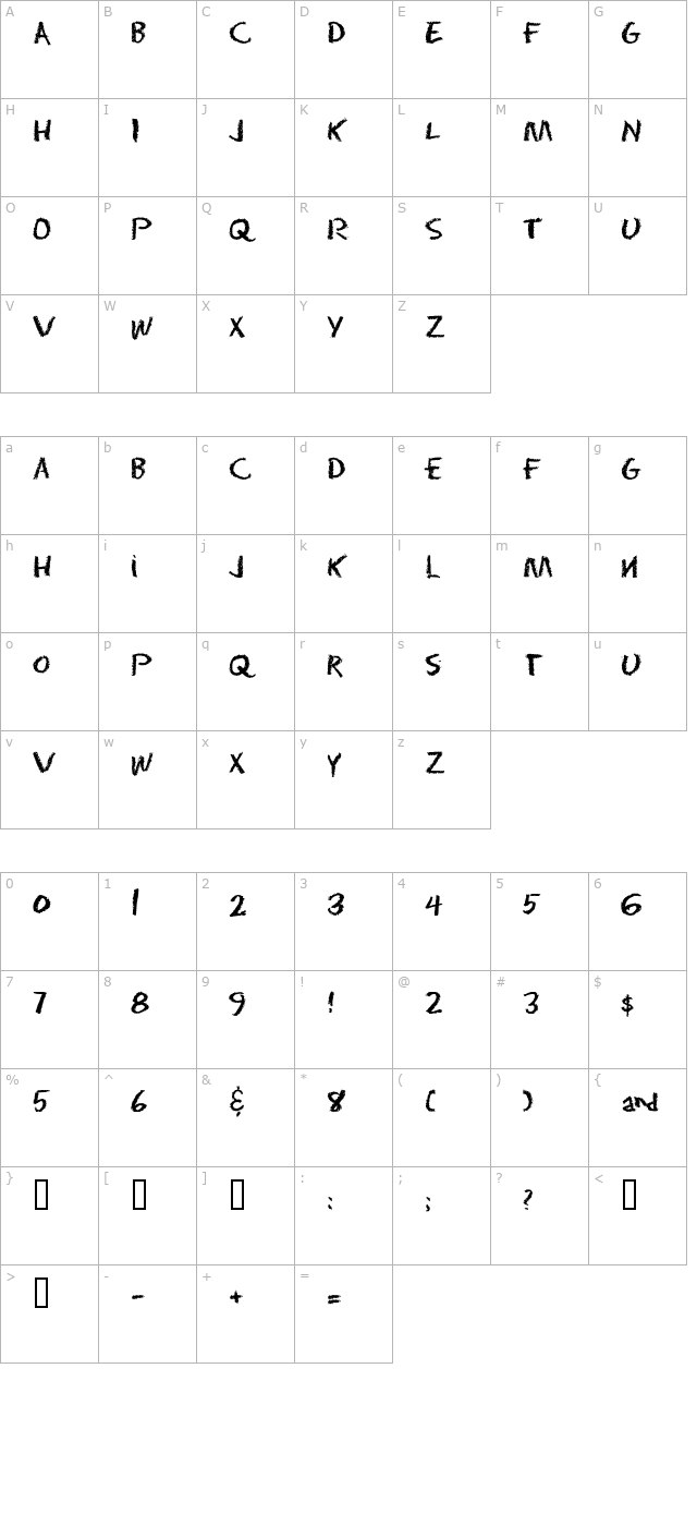 Eraser Dust character map