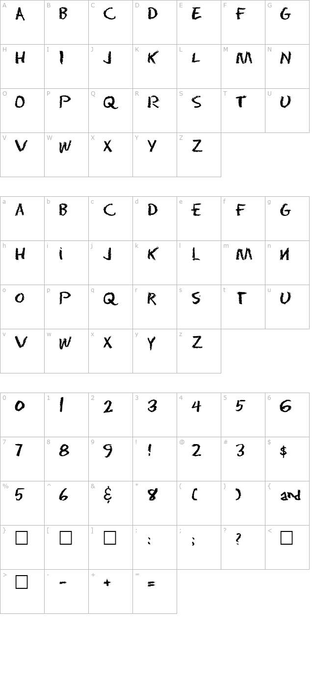 Eraser Regular character map