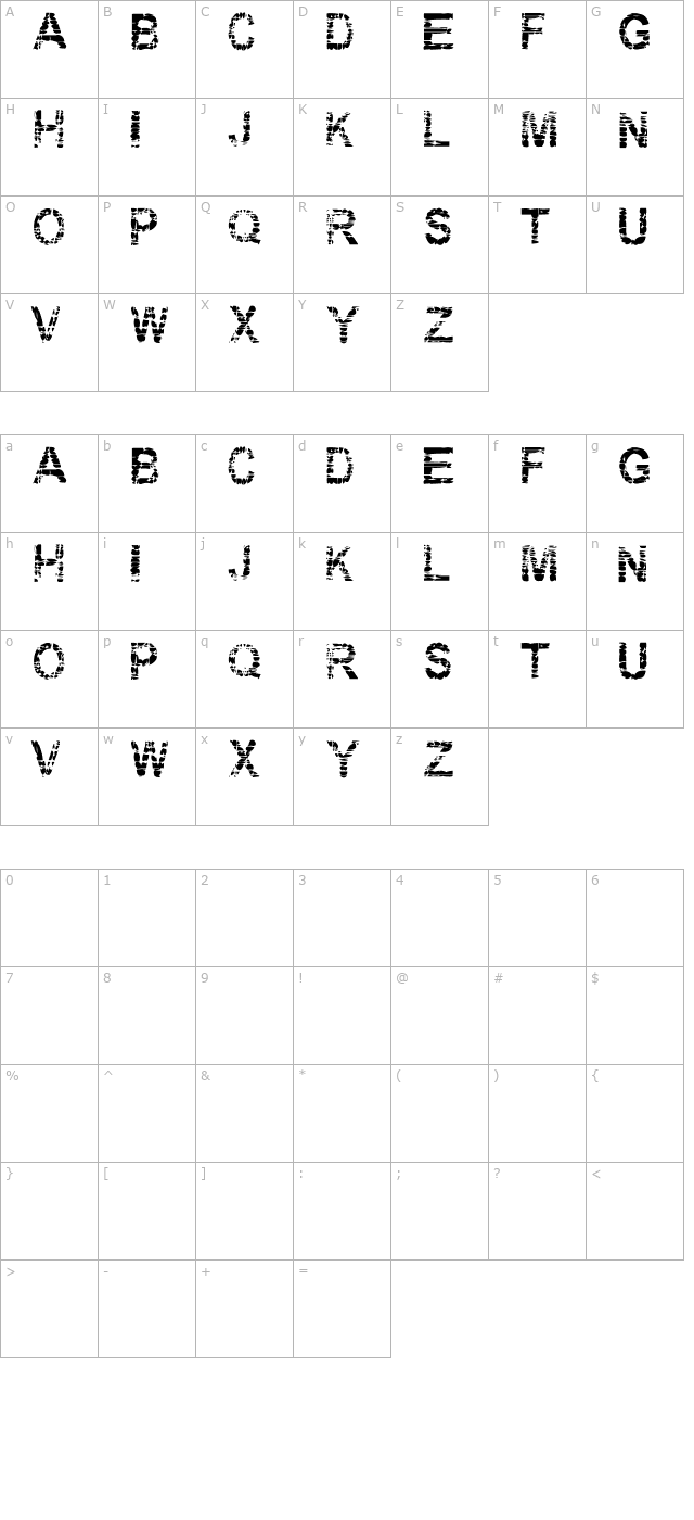 Eraser character map