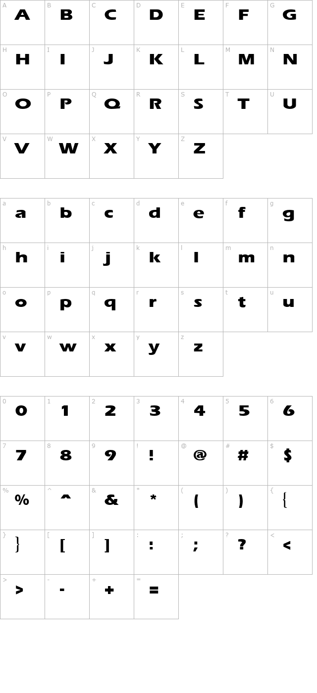 ergoe-extrabold-expanded character map