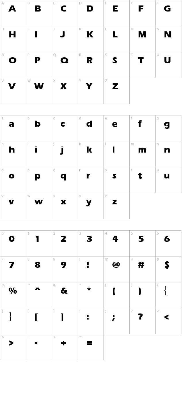 ergoe-extrabold character map