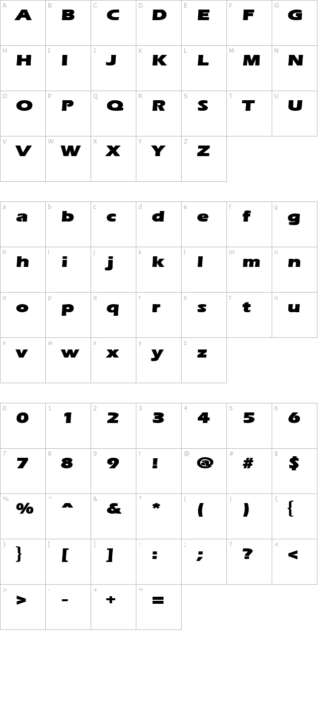 Ergoe-Mild Black Expanded character map