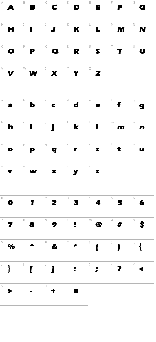 Ergoe-Mild Black character map