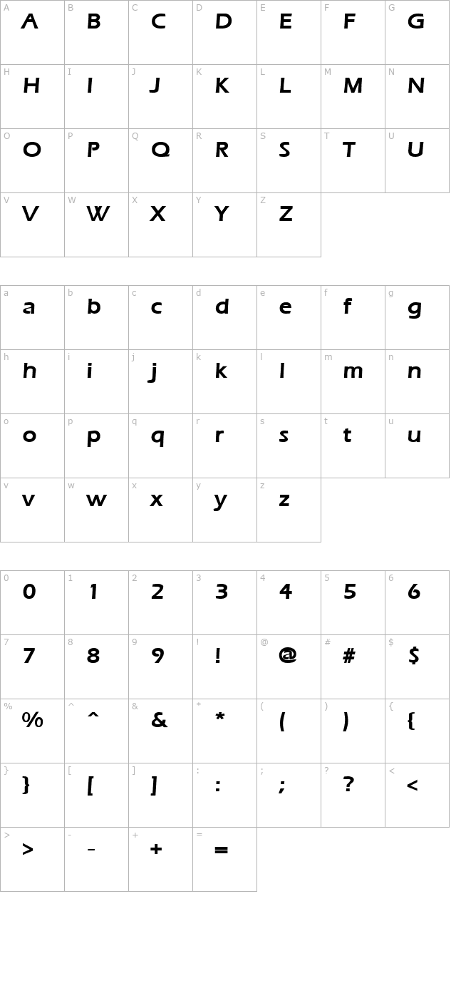 ergoe-mild-bold character map