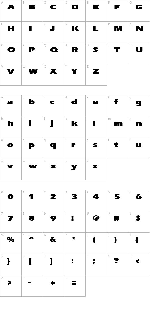 ErgoeBlackExpanded Regular character map