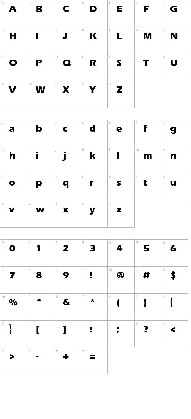 ErgoeExtrabold Regular character map