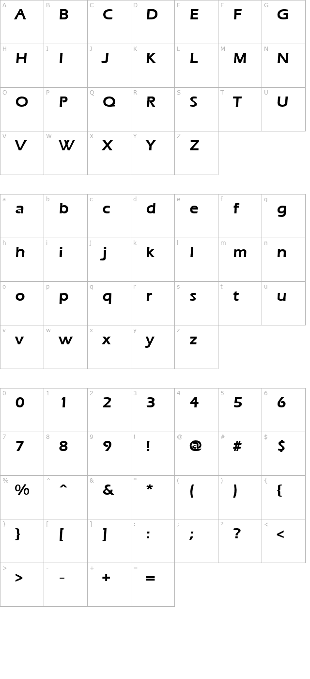 ergoemild-bold character map