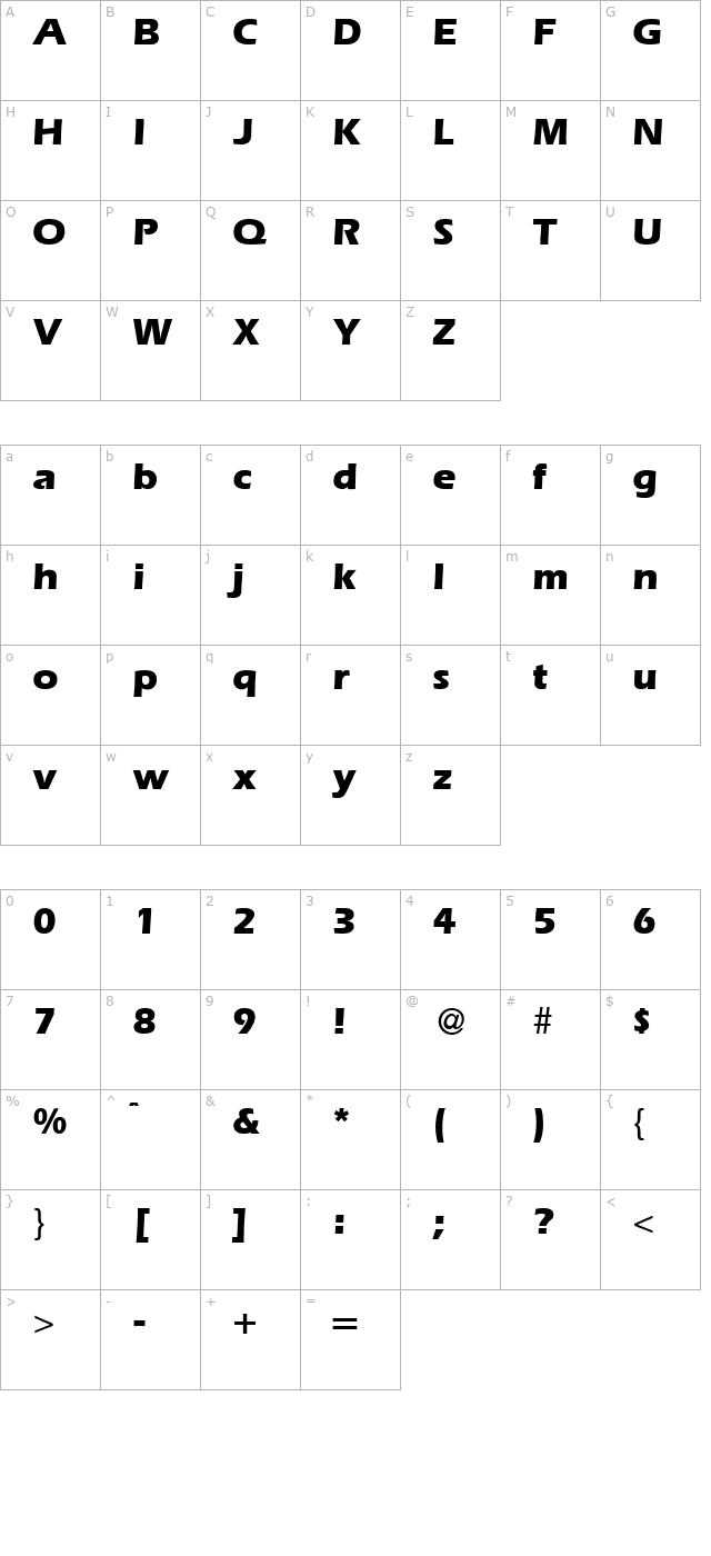 ErgoExtrabold-Regular character map