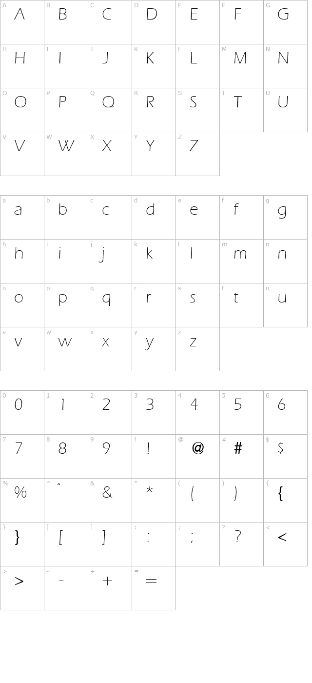 ErgoLight-Regular character map