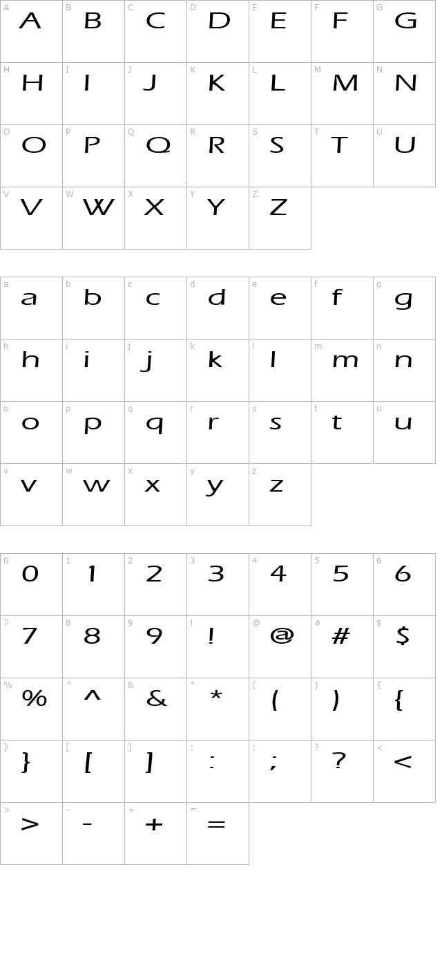 Eric Extended Normal character map
