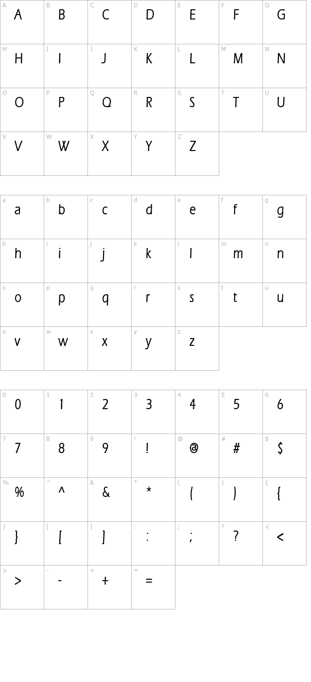 eric-thin-bold character map