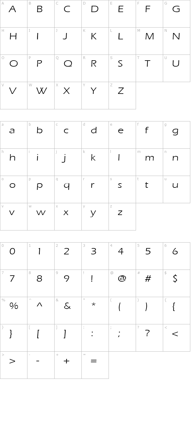 Eric Wide Normal character map