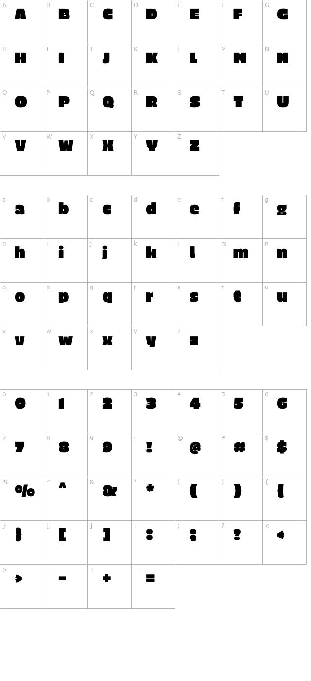 Erica One character map