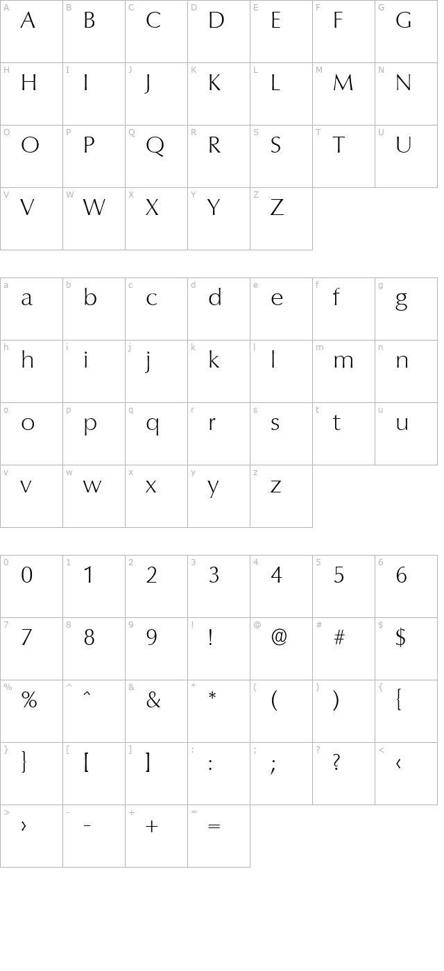 ericbecker-extralight character map