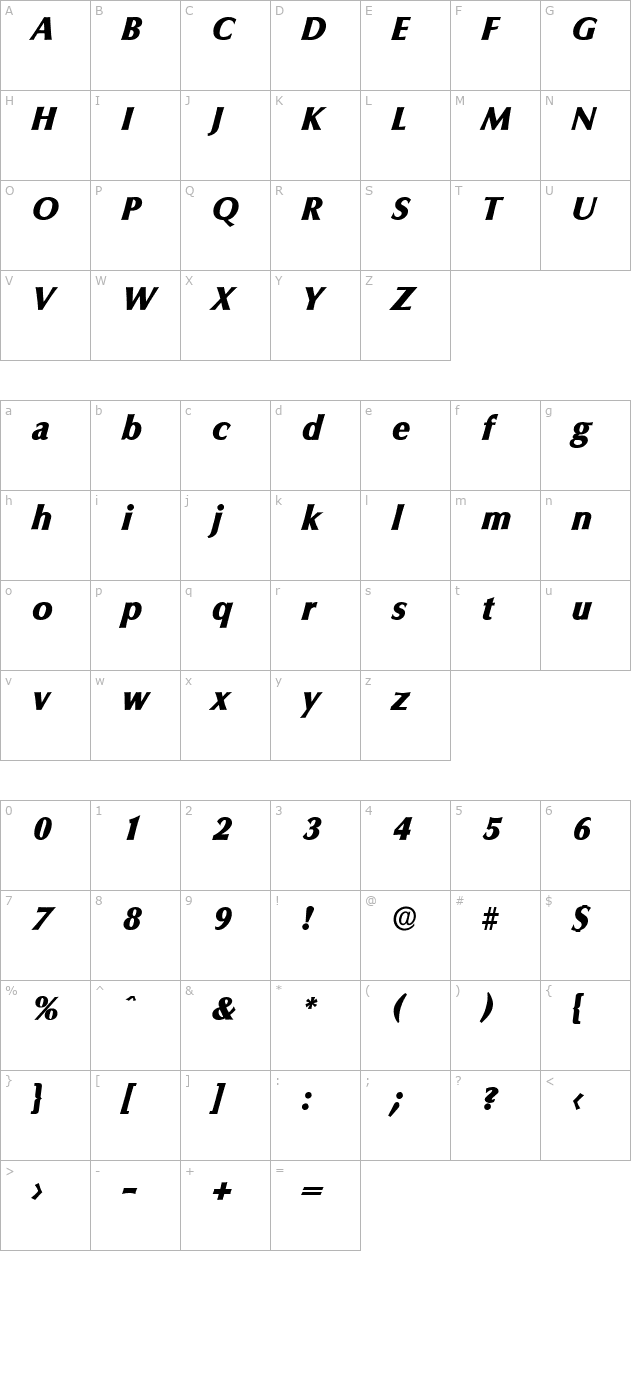 ericbecker-heavy-italic character map