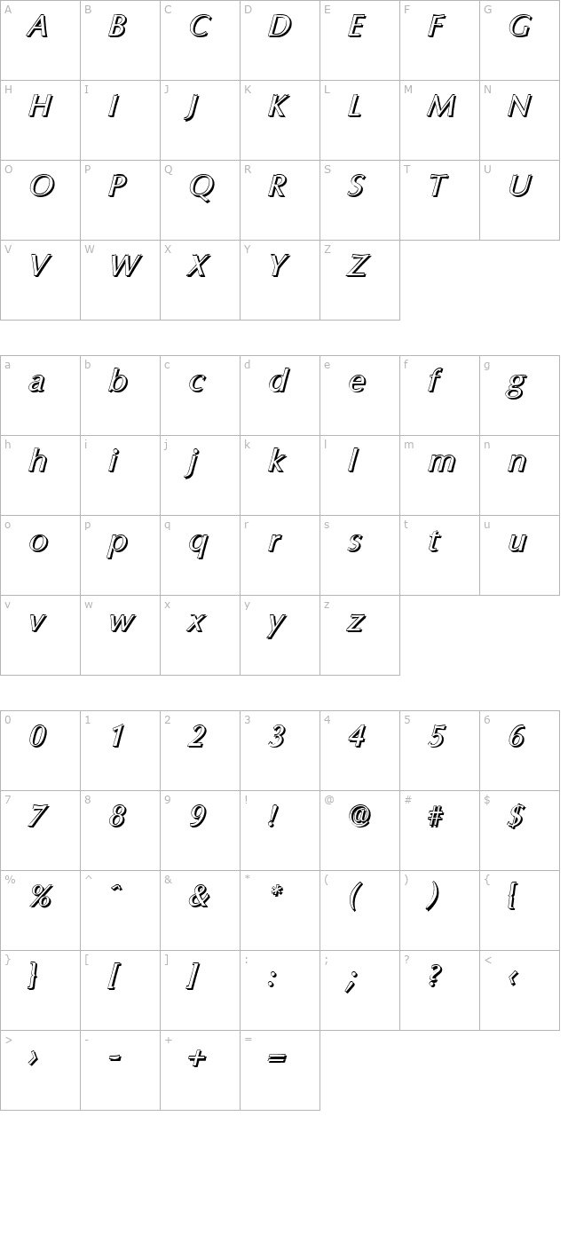 ericbeckershadow-italic character map